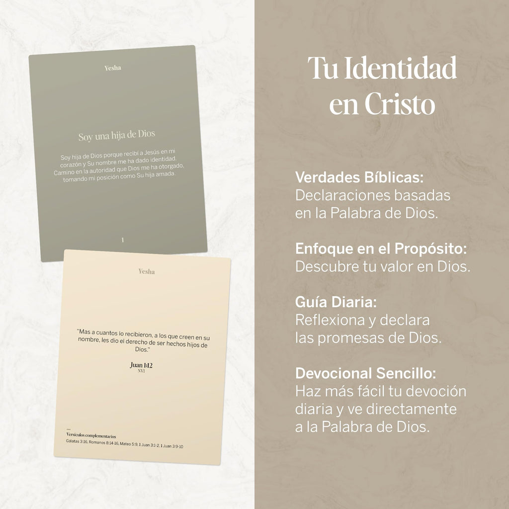 Yesha Set de Tarjetas Cristianas con Versículos y Afirmaciones para Mujeres – 52 Tarjetas Diarias para Oración, Meditación y Crecimiento Espiritual – Regalo Espiritual, Positivo y Motivador