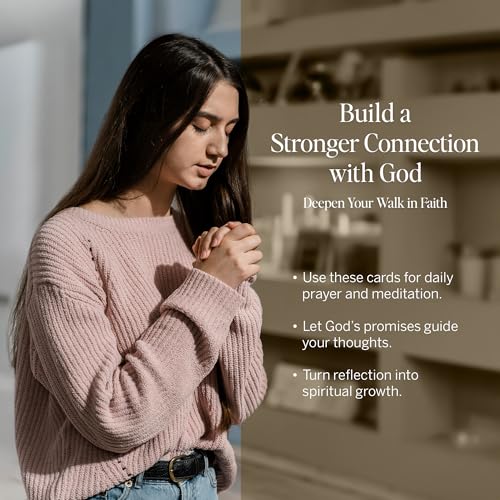 Christian Bible Verse & Affirmation Cards Box with Stand – 52 Daily Scripture Cards for Women & Men’s Prayer, Meditation, and Spiritual Growth – Inspirational Gift for Positive Faith and Encouragement