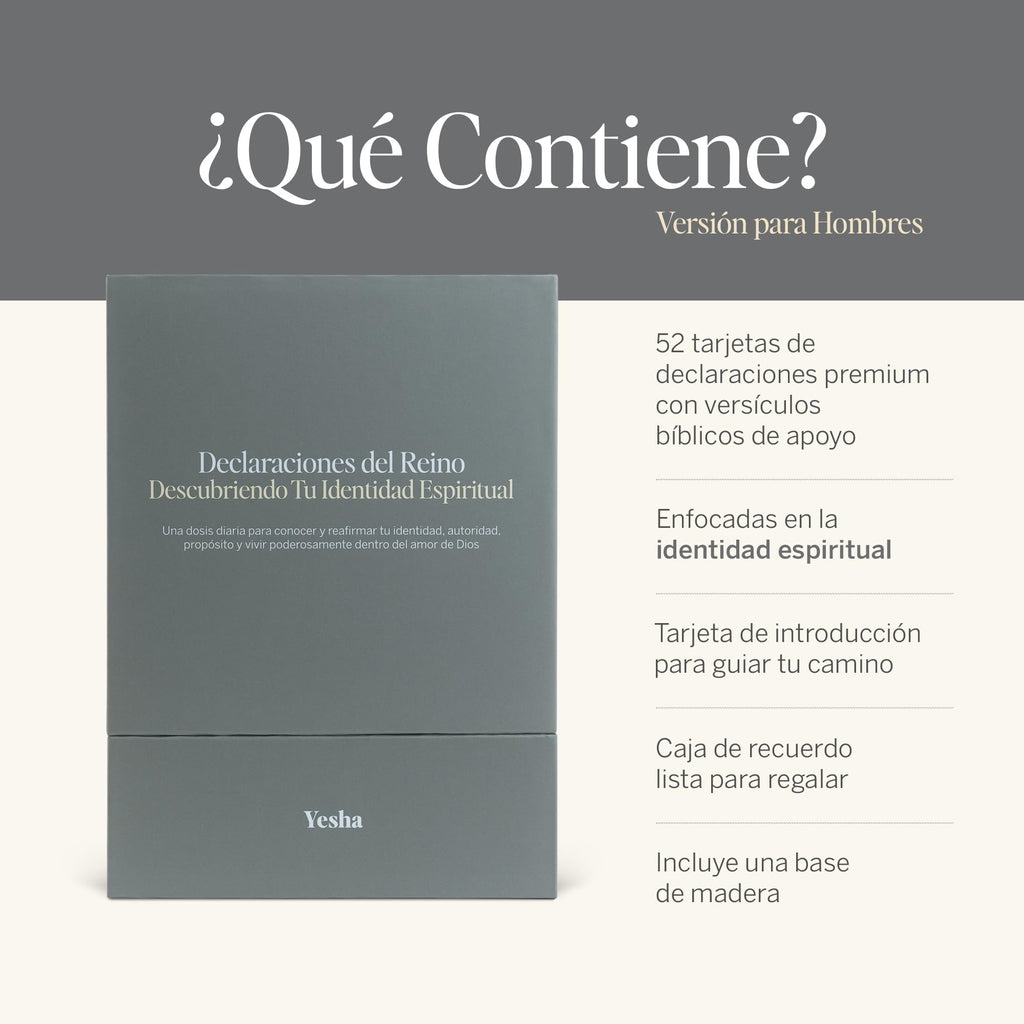 Yesha Set de Tarjetas Cristianas con Versículos y Afirmaciones para Hombres – 52 Tarjetas Diarias para Oración, Meditación y Crecimiento Espiritual – Regalo Espiritual, Positivo y Motivador